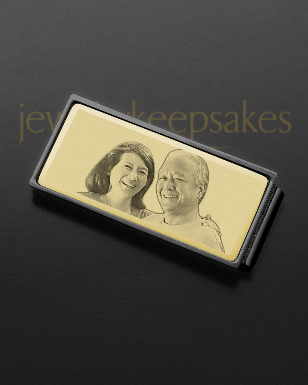 Gold on Black Photo Engraved Money Clip