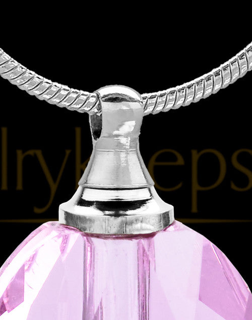Pink Etched Sphere Glass Cremation Pendant