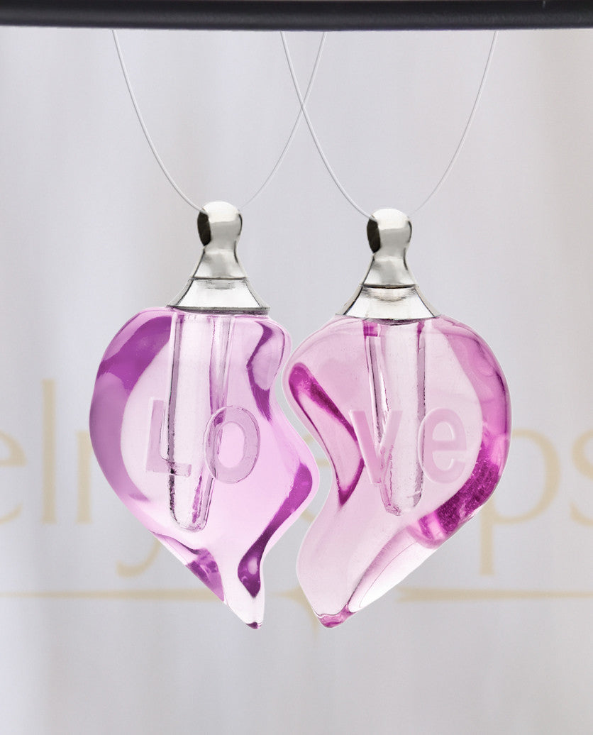 Blushing Double Hearts Glass Reflection Pendant