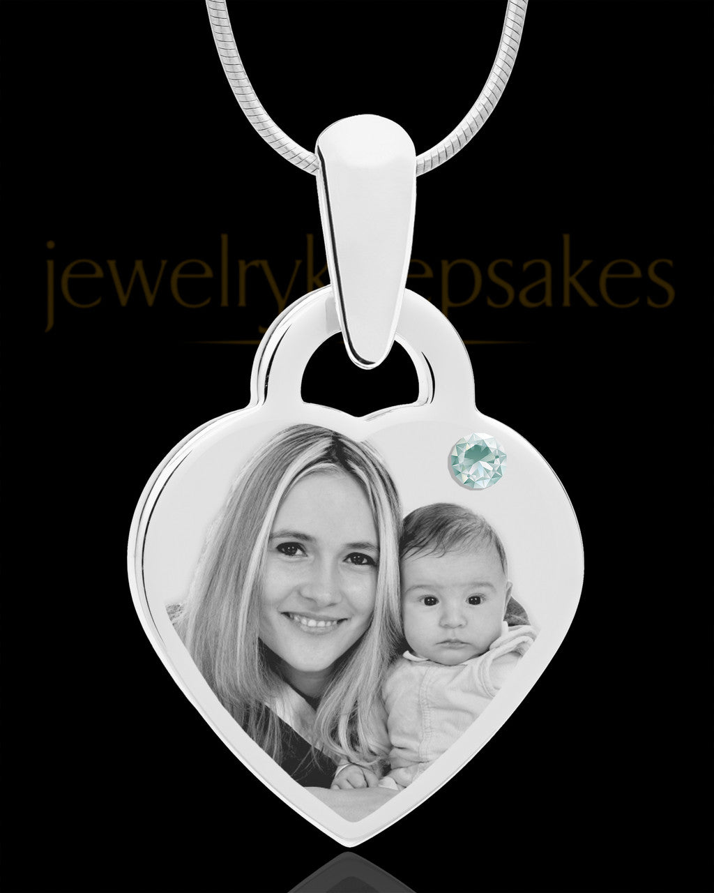 April Small Heart Stainless Photo Engraved Pendant
