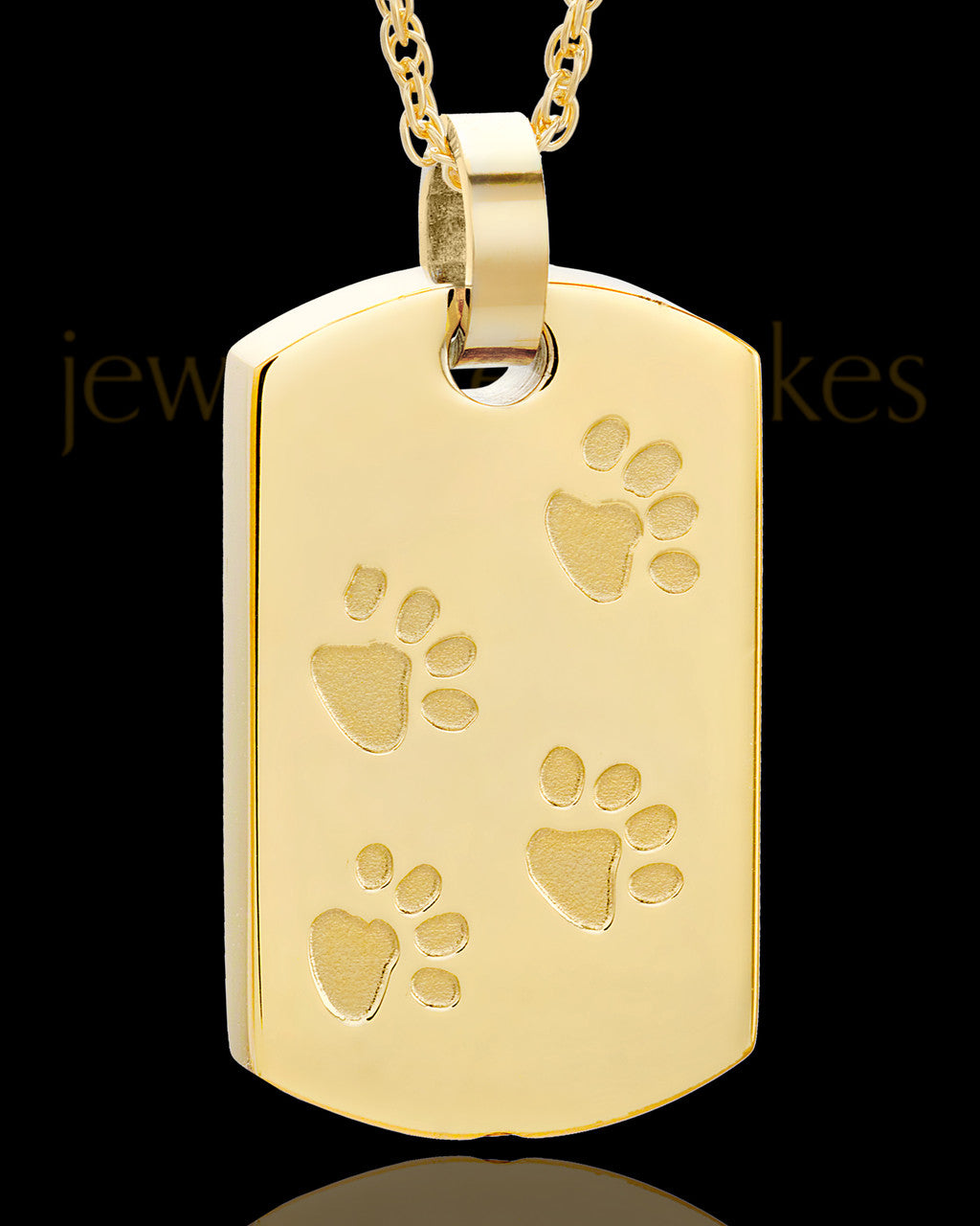 Gold Plated over Stainless Taking A Stroll Rectangle Pet Keepsake