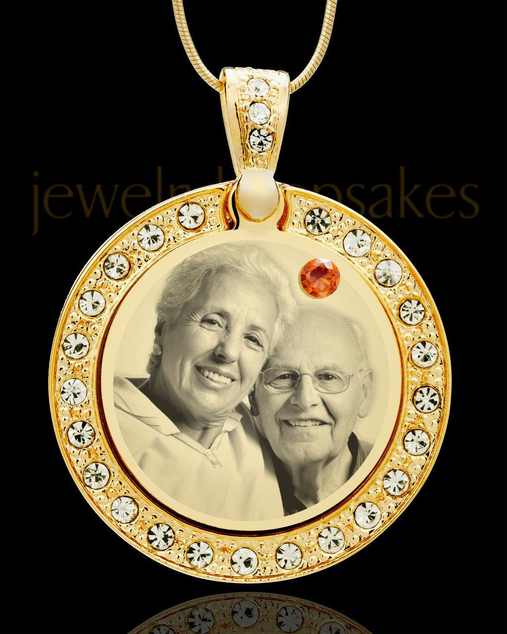 November Gold Gem Circle Birthstone Photo Pendant
