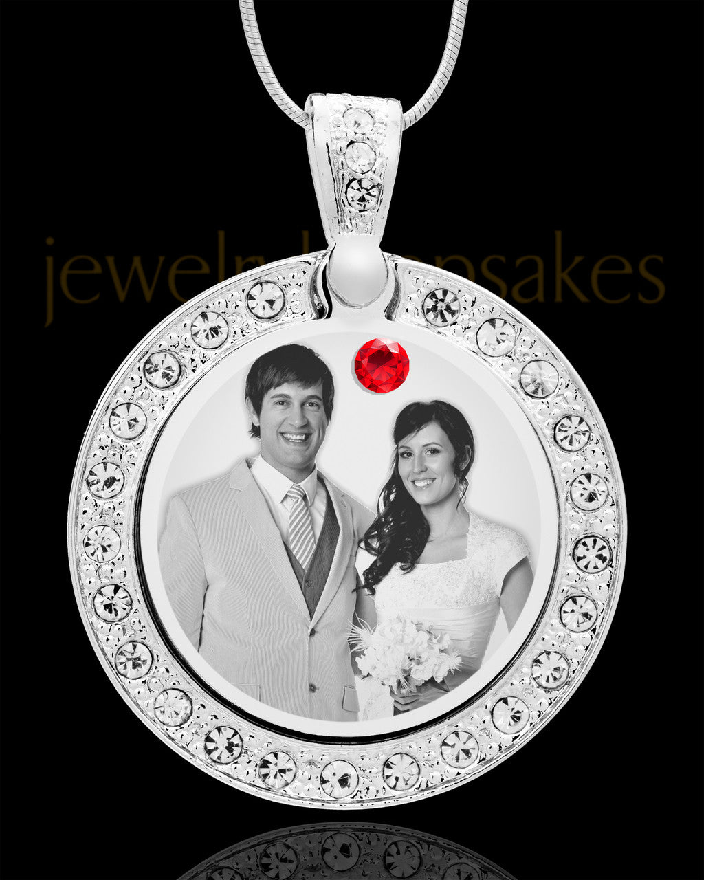 July Birthstone Gem Circle Photo Engraved Pendant