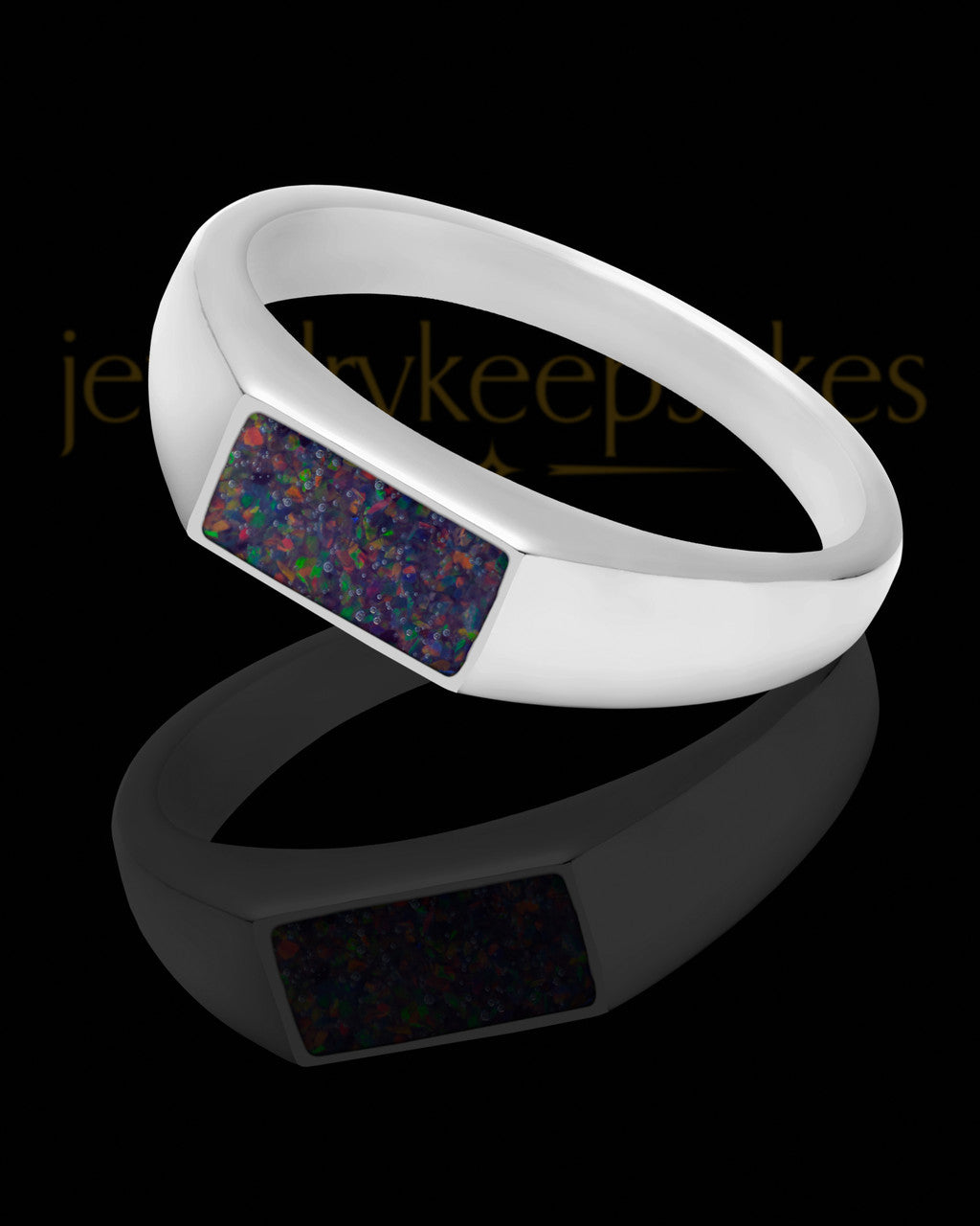 Men's Tacoma Black Blaze Opal Silver Ash Ring