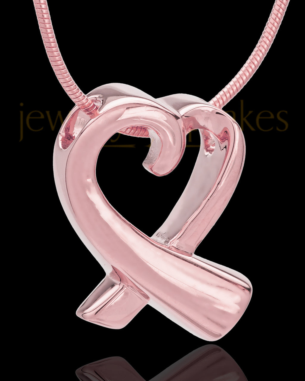 14K Rose Gold Ribboned Heart Remembrance Urn Pendant