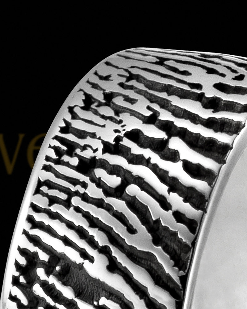 Custom Men's Memorial Fingerprint Ring Sterling Silver