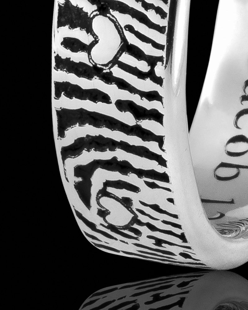 Ladies Sterling Silver Heart Thumbprint Ring
