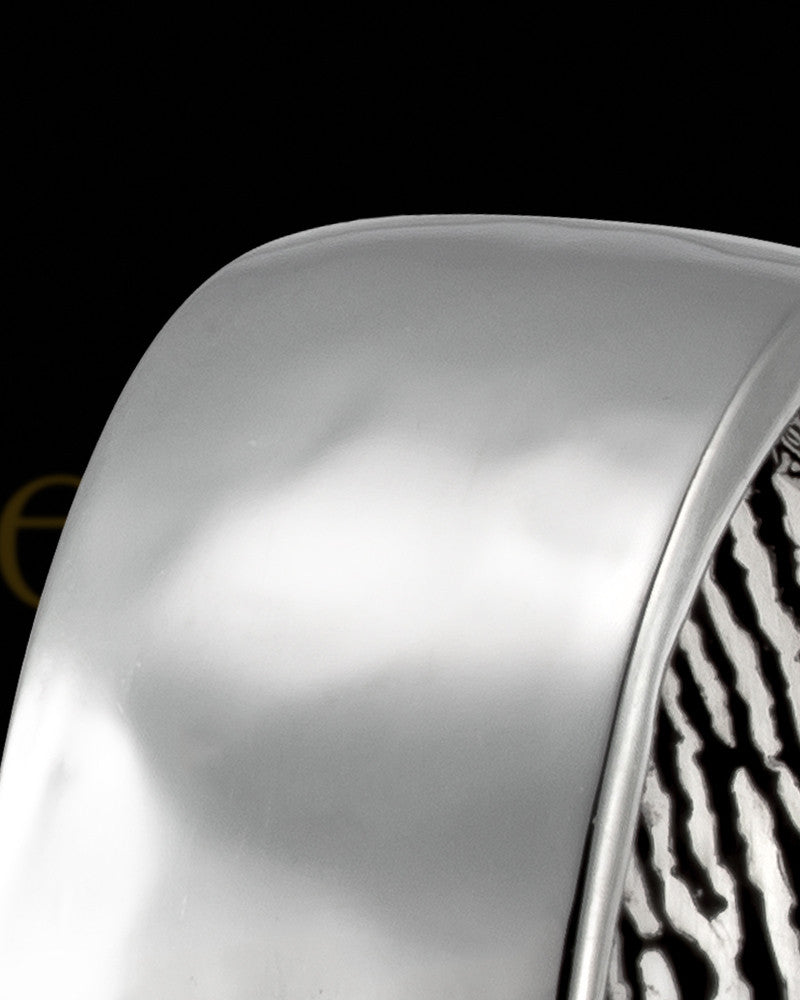 Men's Solid 14k White Gold Hammered Thumbprint Ring