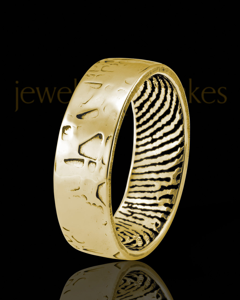 Ladies Solid 14k Gold Textured Thumbprint Ring