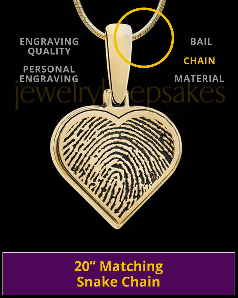 Custom Gold Plated Heart Thumbprint Pendant Necklace With Engraving