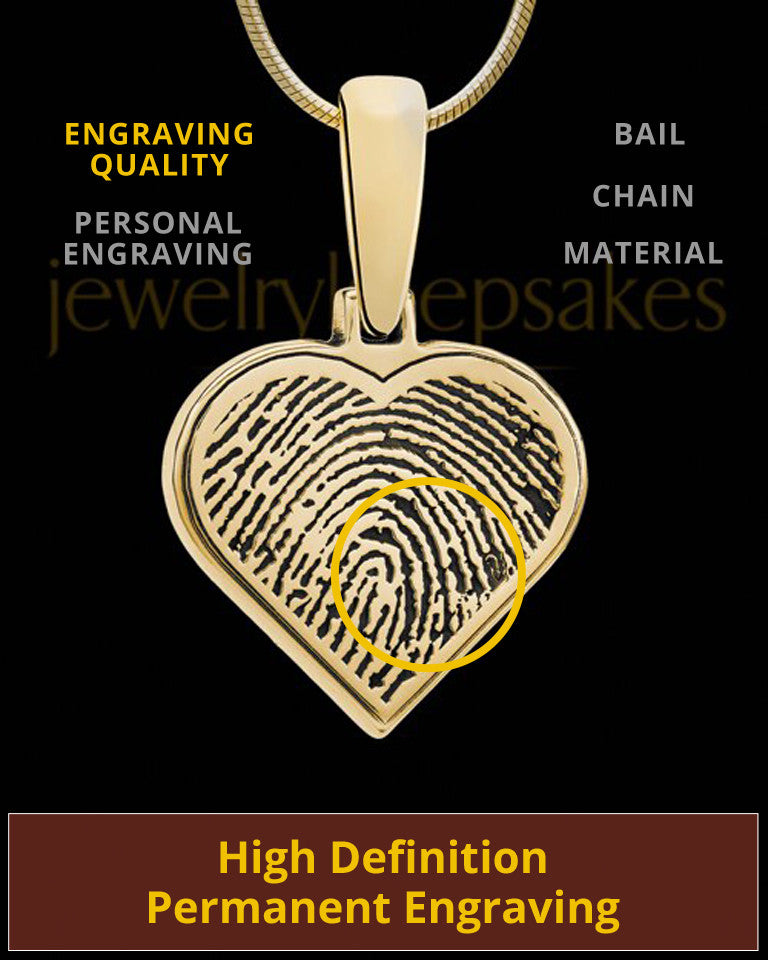 Solid 14k Gold Heart Thumbprint Pendant