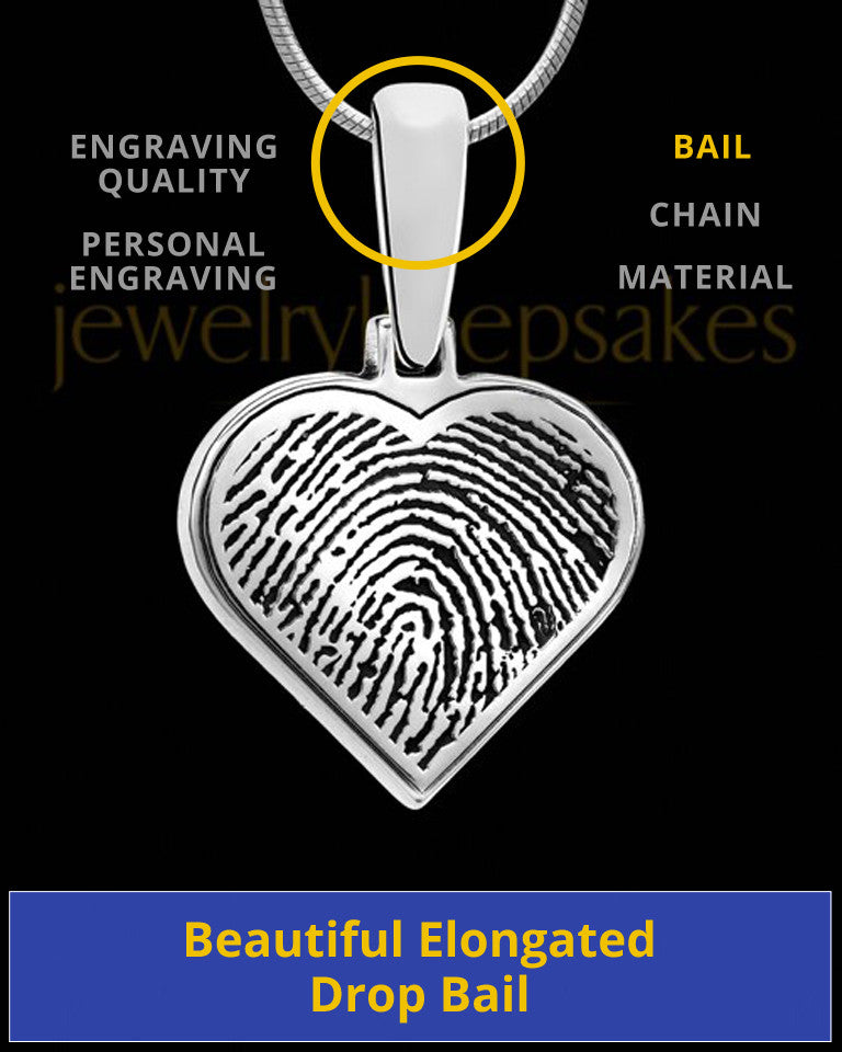 Solid 14k White Gold Heart Thumbprint Pendant