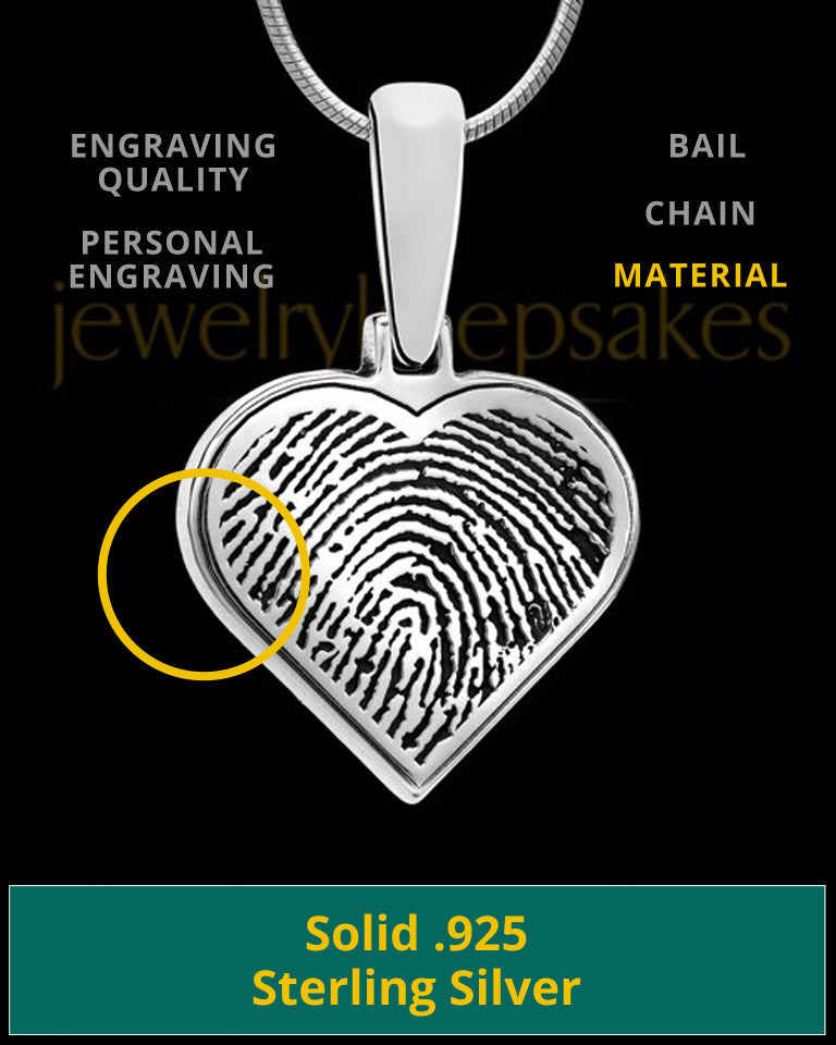Custom Engravable Heart Thumbprint Pendant Necklace In Sterling Silver