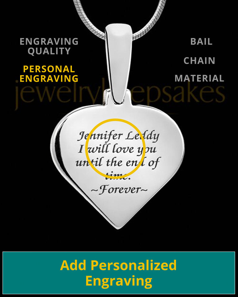 Solid 14k White Gold Heart Thumbprint Pendant