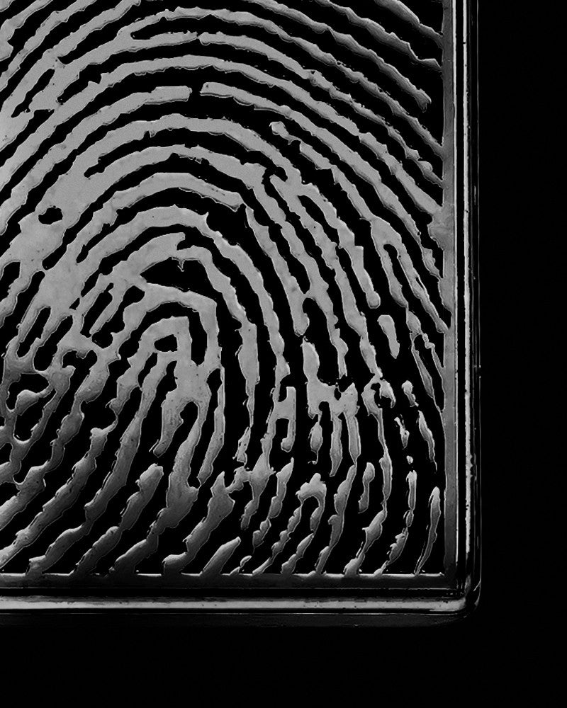 Black Plated Thumbprint Rectangle With Signature Pendant