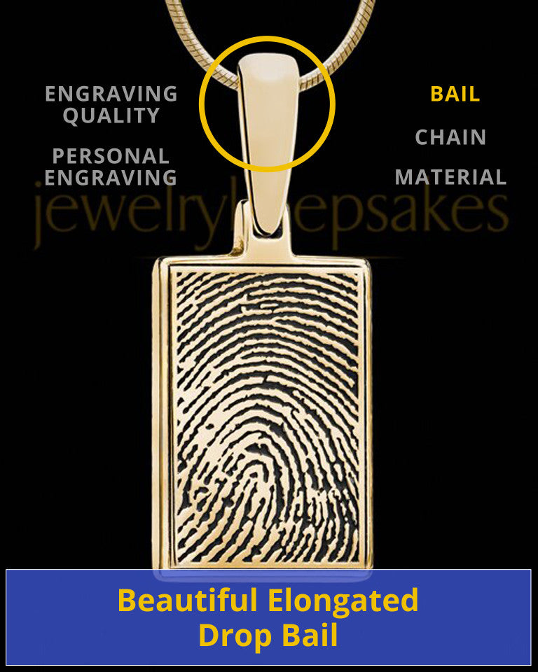 Solid 14k Gold Rectangle Thumbprint Pendant