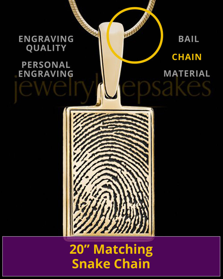 Rectangle Thumbprint Gold Plated Pendant