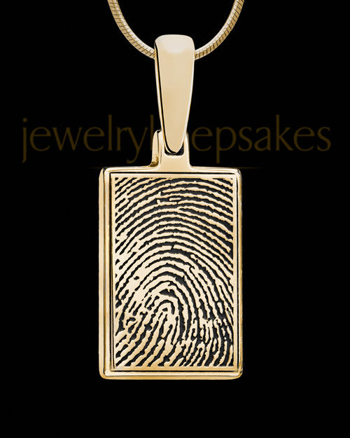 Rectangle Thumbprint Gold Plated With Signature Pendant
