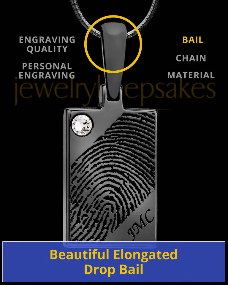 Black Plated Thumbprint Rectangle Pendant with Birthstone