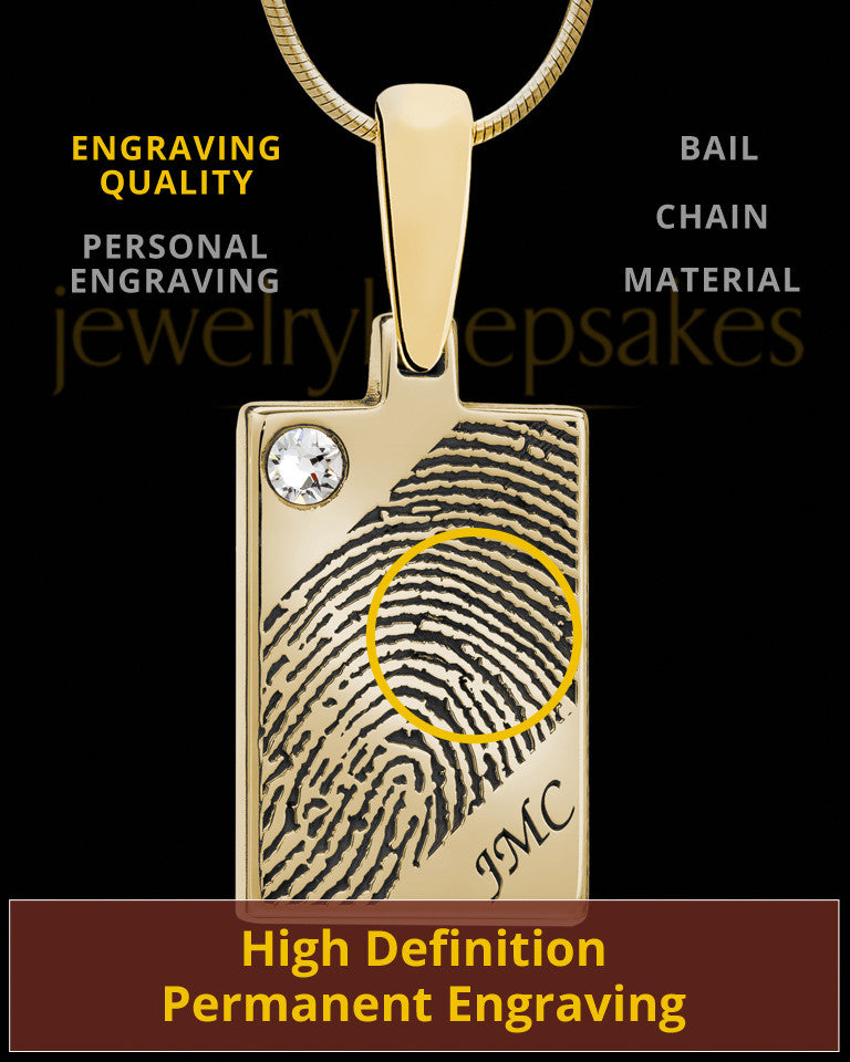 Gold Plated Birthstone Rectangle Thumbprint Pendant