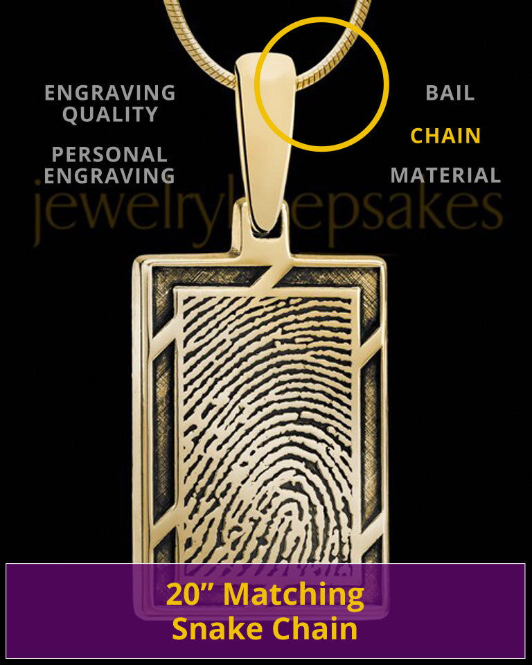 Framed Gold Plated Rectangle Thumbprint Pendant