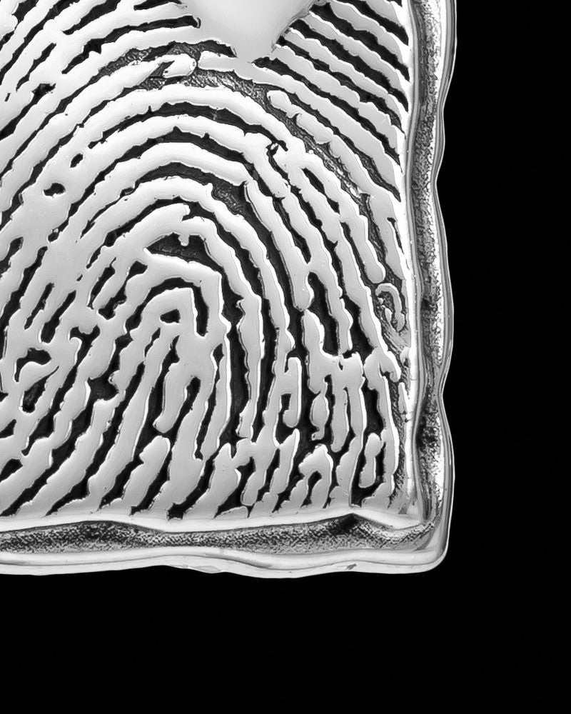 Custom Sterling Silver Rectangle Thumbprint Pendant With Signature