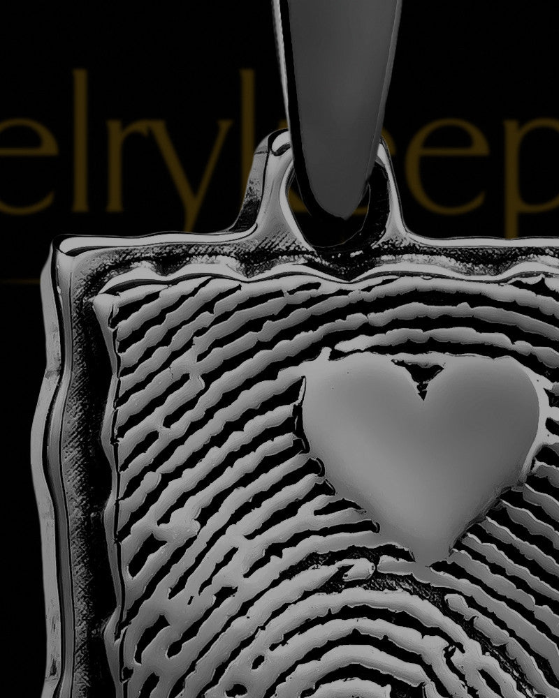My Love Rectangle Thumbprint Black Plated Pendant With Signature