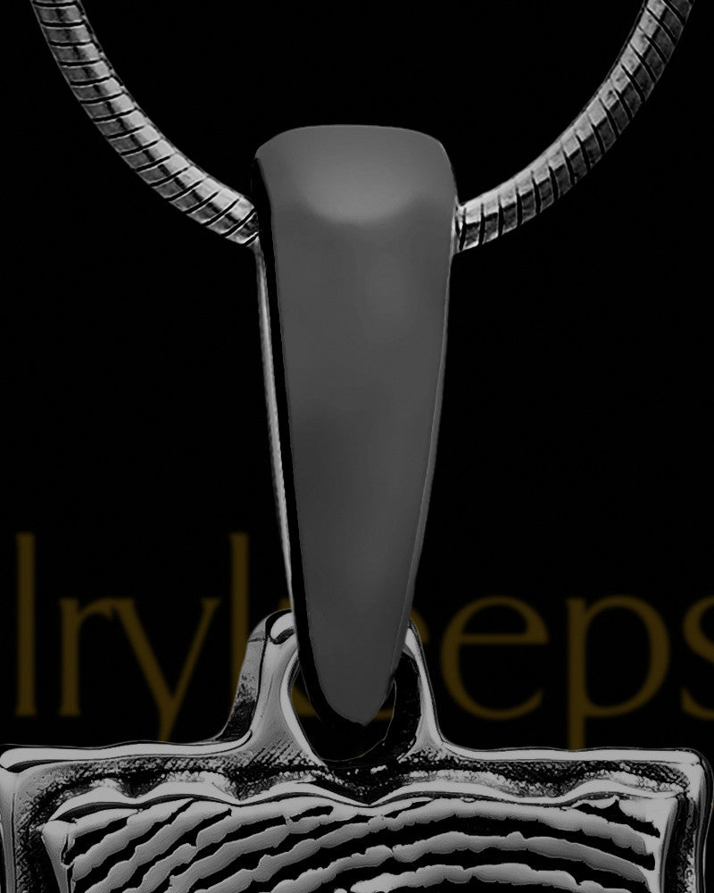 My Love Rectangle Thumbprint Black Plated Pendant With Signature