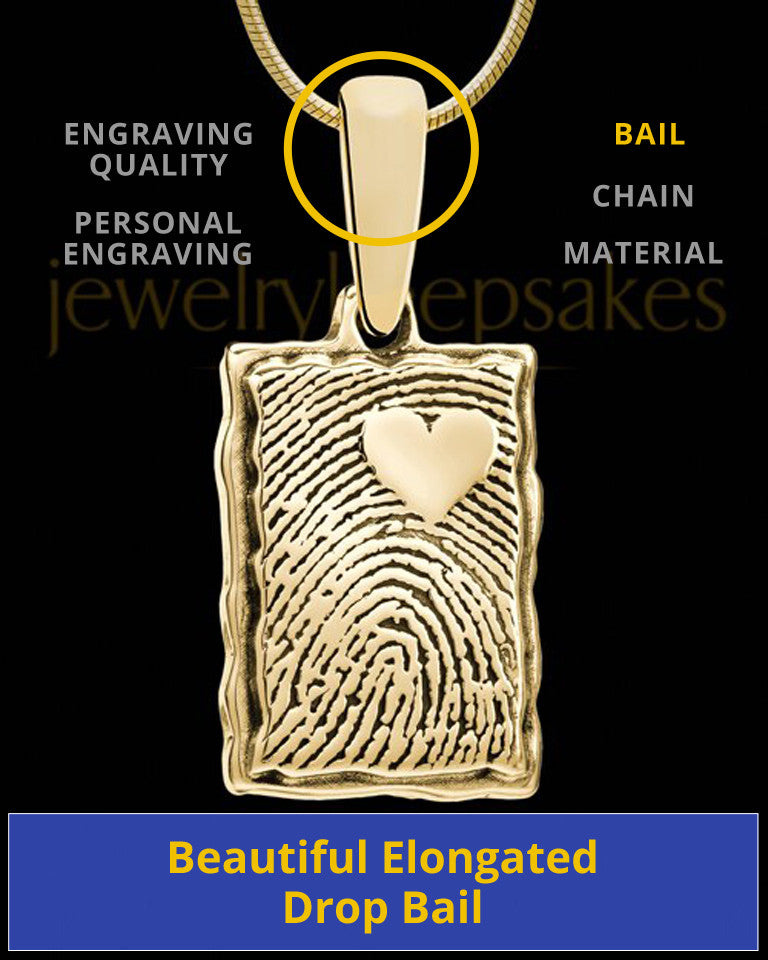 Gold Plated Sterling My Love Rectangle Thumbprint Pendant