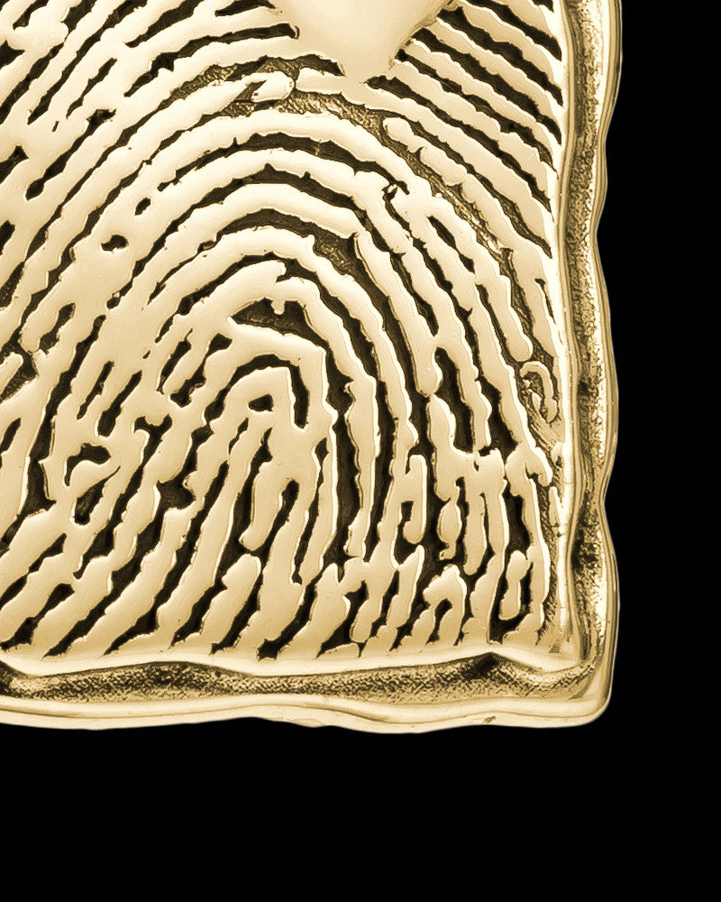 Gold Plated Sterling My Love Rectangle Thumbprint With Signature Pendant