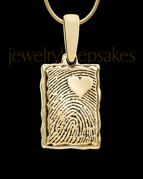 Gold Plated Sterling My Love Rectangle Thumbprint Pendant