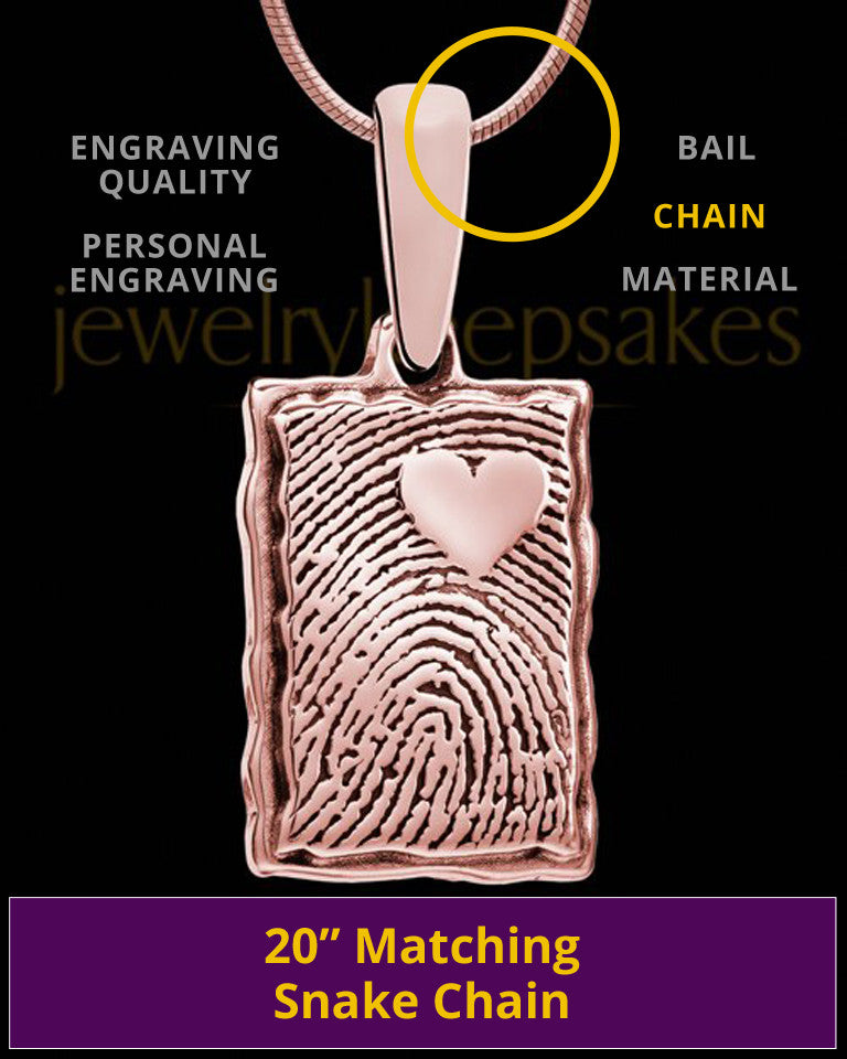 My Love Rose Gold Plated Rectangle Thumbprint Pendant