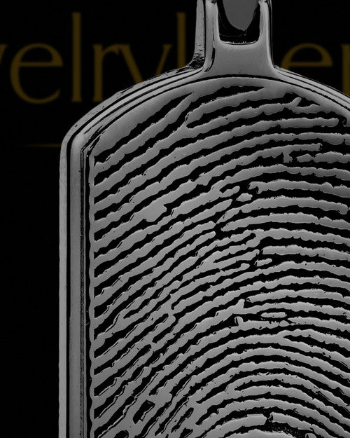 Black Dog Tag Thumbprint With Signature Pendant