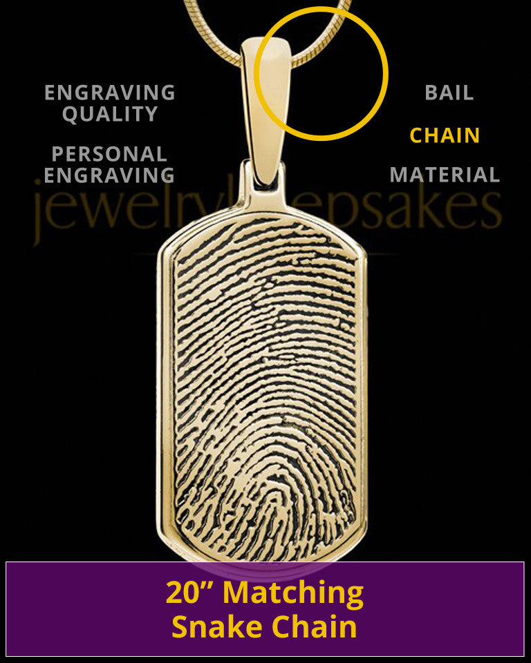 Gold Plated Dog Tag Thumbprint Sterling Silver Pendant