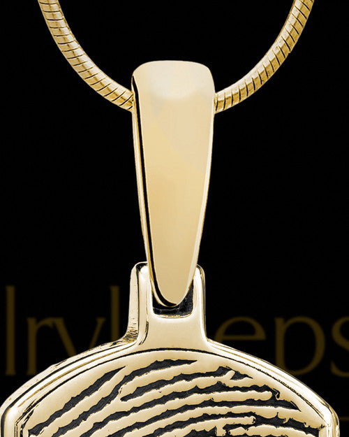 Gold Plated Dog Tag Thumbprint Sterling Silver With Signature Pendant