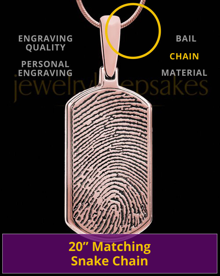 Dog Tag Thumbprint Rose Gold Plated Pendant