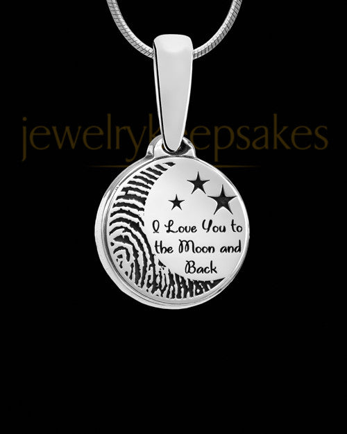 Sterling Silver to the Moon and Back Thumbprint Pendant