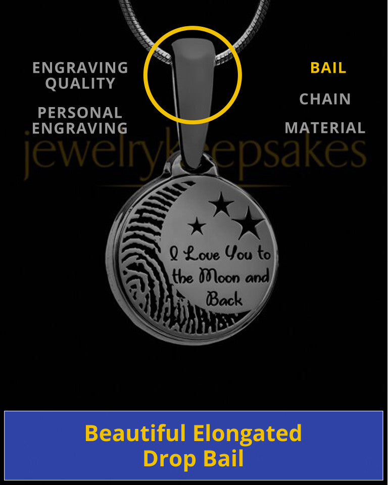 Black Plated To the Moon and Back Thumbprint Pendant