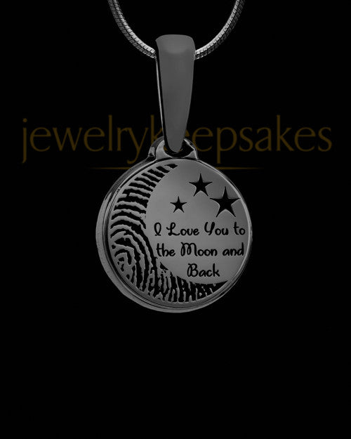 Black Plated To the Moon and Back Thumbprint Pendant