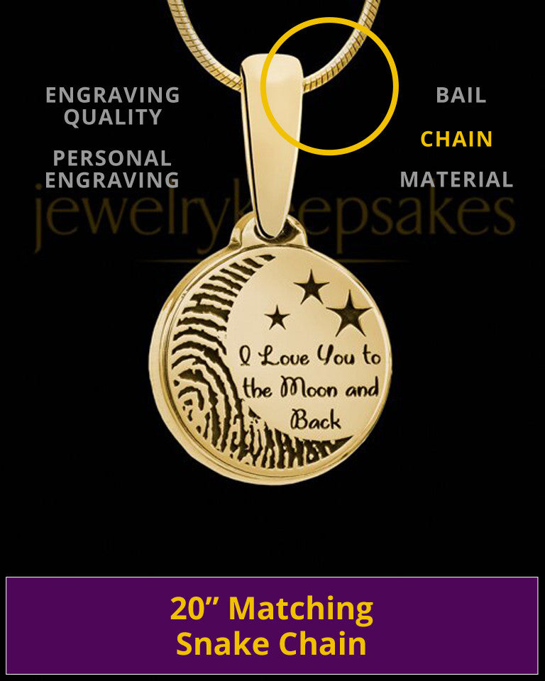 To the Moon and Back Gold Plated Thumbprint Pendant
