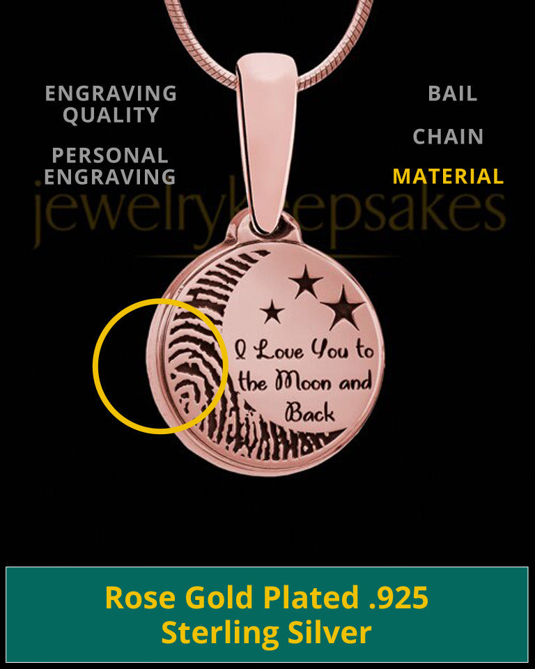 To the Moon and Back Thumbprint Rose Gold Plated Pendant