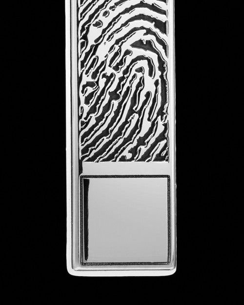 Solid 14k White Gold Bar Thumbprint With Signature Pendant