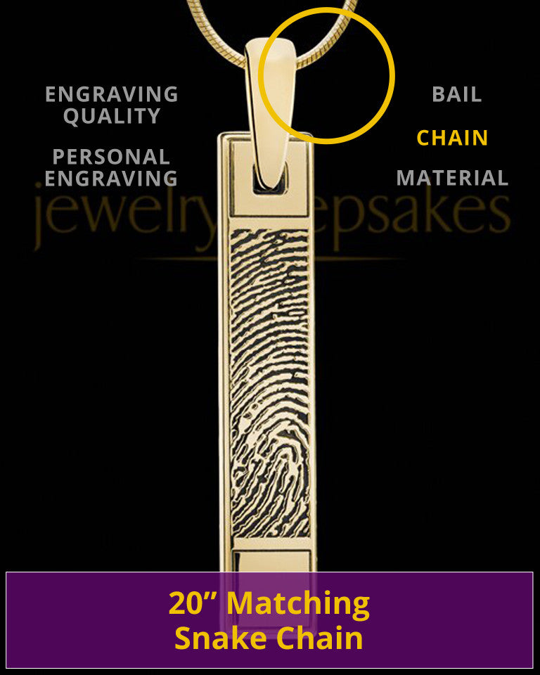 Solid 14k Gold Bar Thumbprint Pendant
