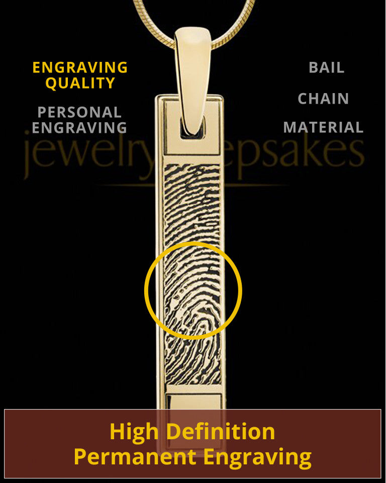 Gold Plated Bar Thumbprint Pendant