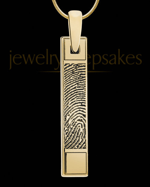 Gold Plated Bar Thumbprint Pendant