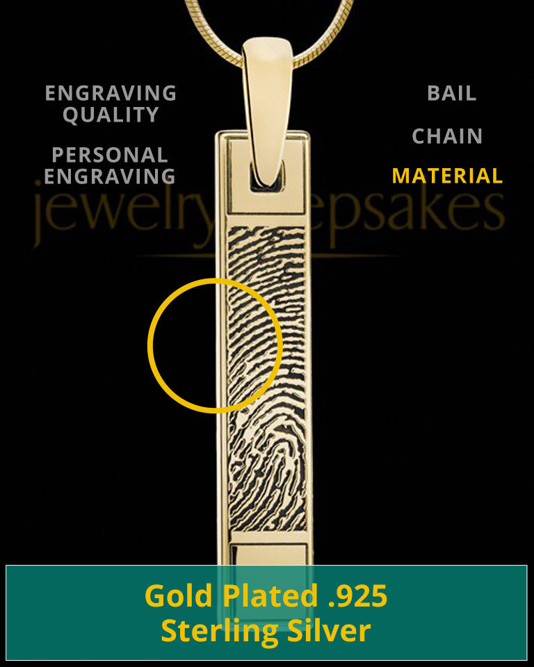 Gold Plated Bar Thumbprint Pendant
