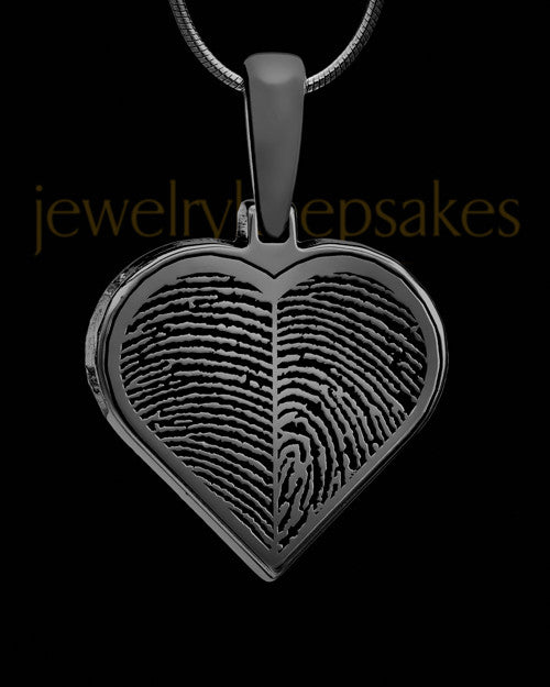 Two-thumbprint Sterling Silver Black Plated Pendant
