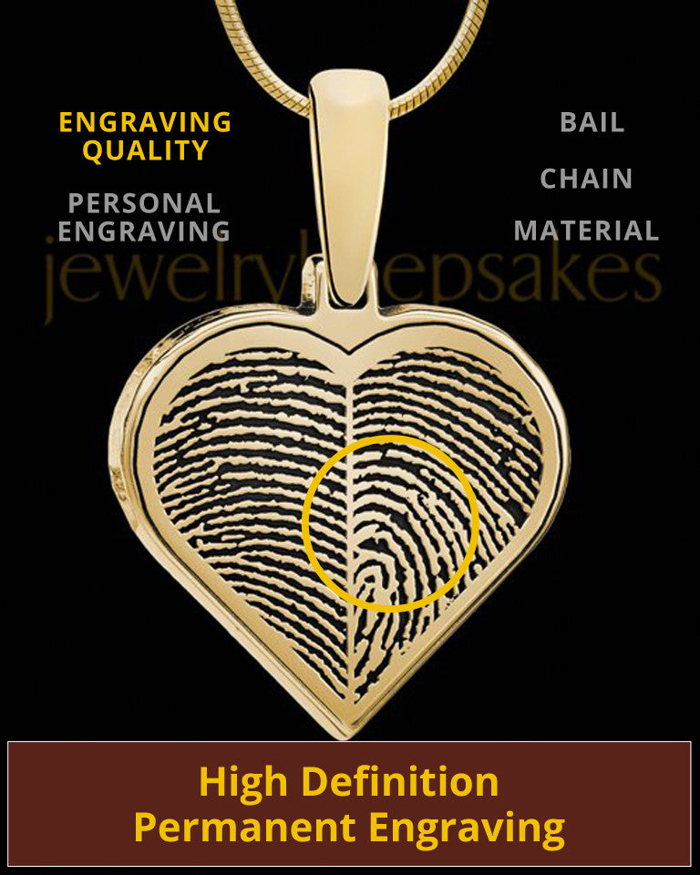 Gold Plated Two-print Heart Sterling Silver Thumbprint Pendant