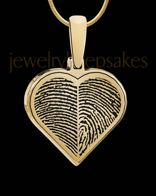 Gold Plated Two-print Heart Sterling Silver Thumbprint Pendant