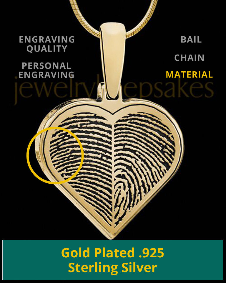 Gold Plated Two-print Heart Sterling Silver Thumbprint Pendant